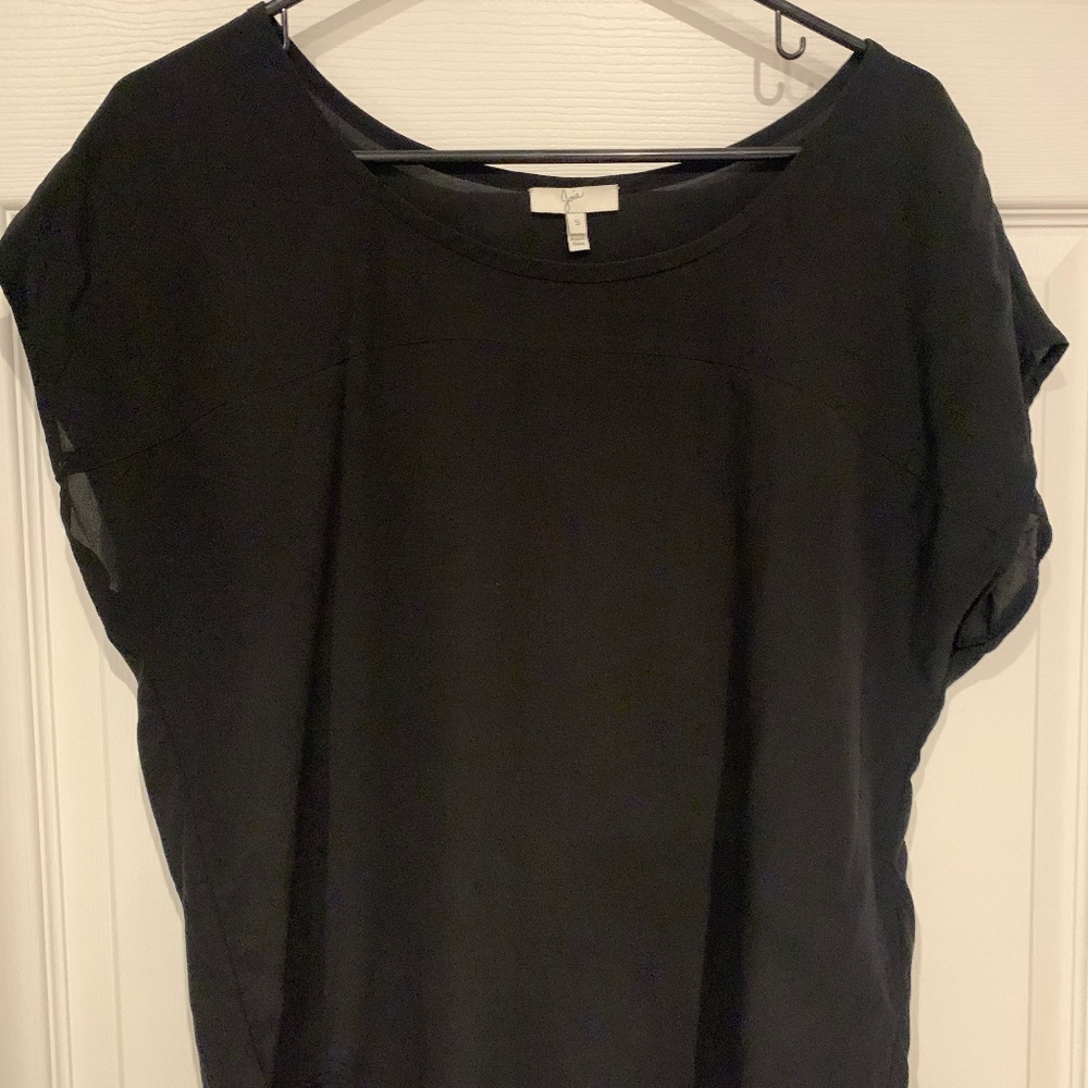 Joie black short sleeve silk blouse